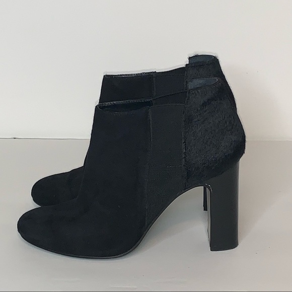 Trina Turk Womens 6 Ankle Boots Black Suede Calf Hair High Heeled Booties - Picture 2 of 11